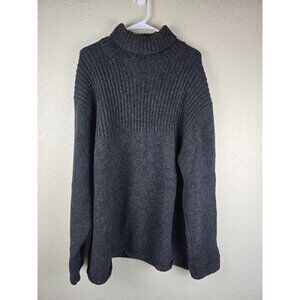 Vintage Gap 90s/y2k Gray Wool Turtleneck Sweater XXL Ribbed Knit Pullover